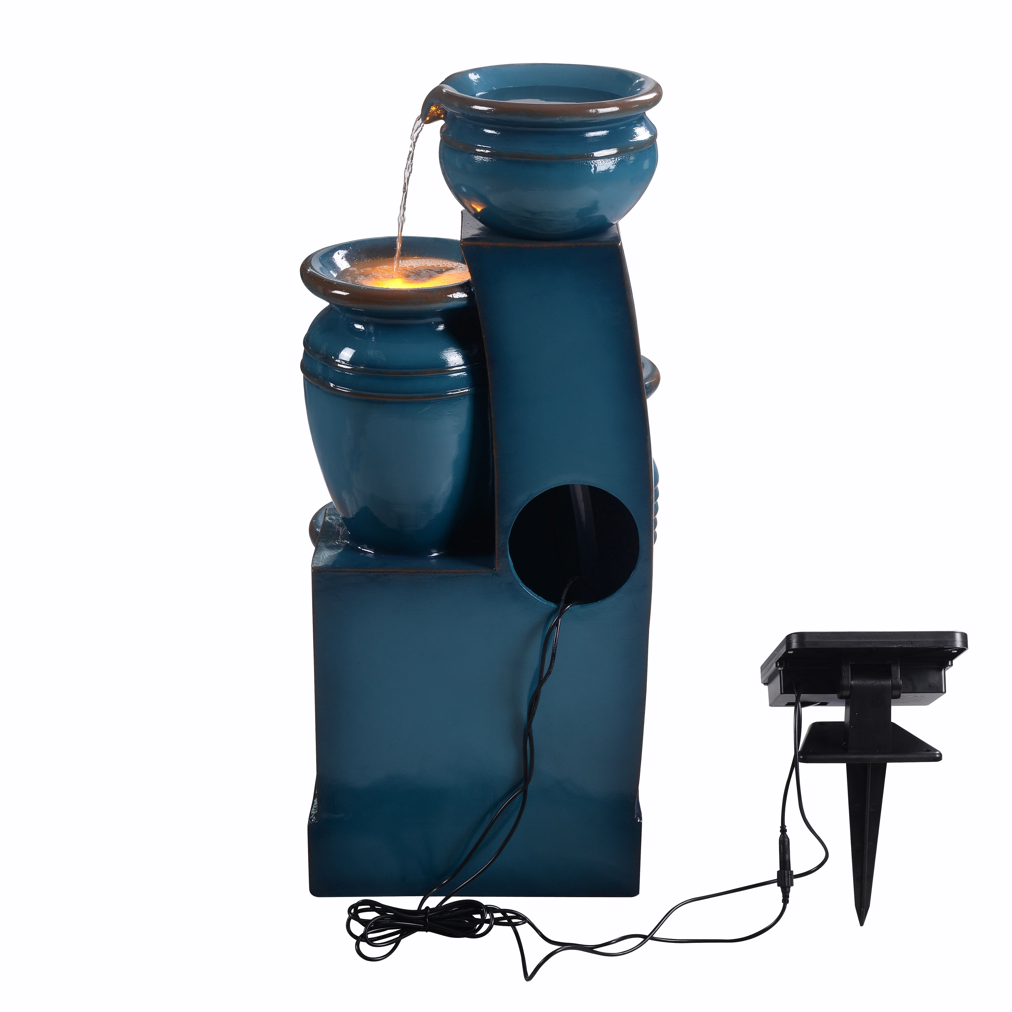 Teamson Home Outdoor 28.7" 4 Tier Cascading Bowl Solar Fountain Blue