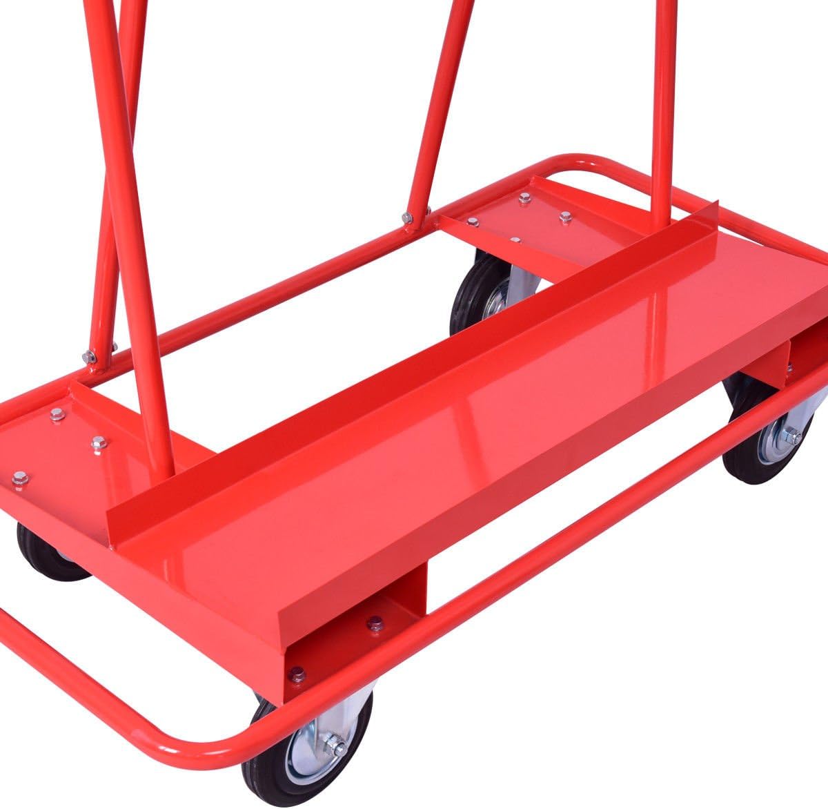 Goplus Drywall Sheet Cart Heavy Duty Dolly Handling Sheetrock Panel Red