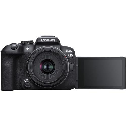 Canon EOS R10 4K Video Recording Mirrorless Camera (Body) with 64GB Fast Transcend Memory Card, Black (Renewed)
