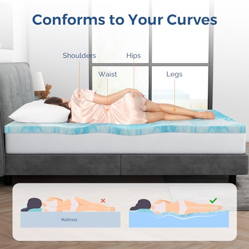 Mattress Topper Full, 3 Inch Gel Memory Foam Bed Topper for Full Size Bed, CertiPUR-US Certified, Blue