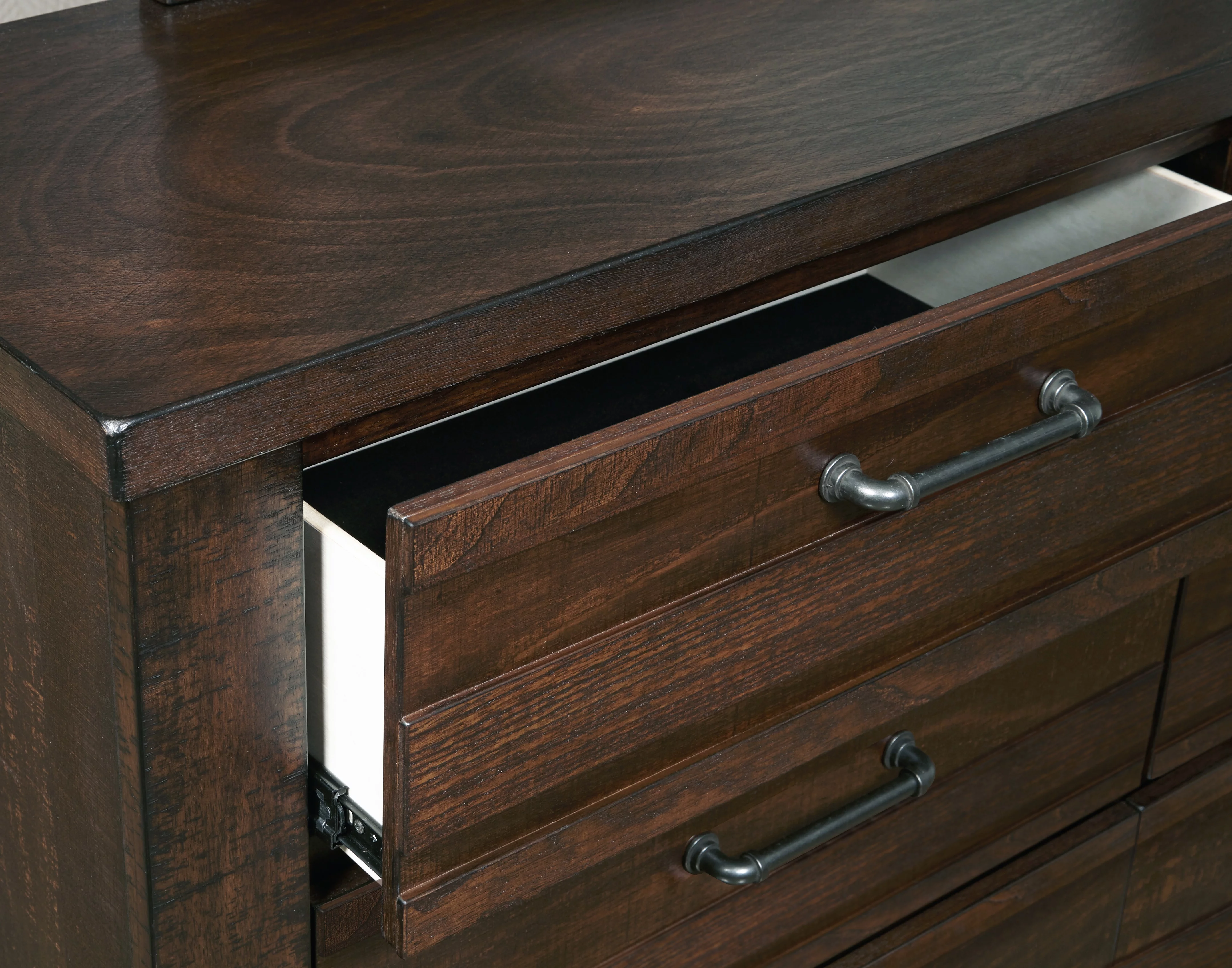 Sedona Transitional Wood Bedroom Set, Panel King Bed with Dresser, Mirror, Nightstand, Chest in Espresso