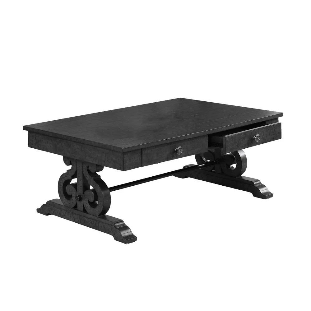 Solid Wood Coffee Table and End Table in Dark Gray
