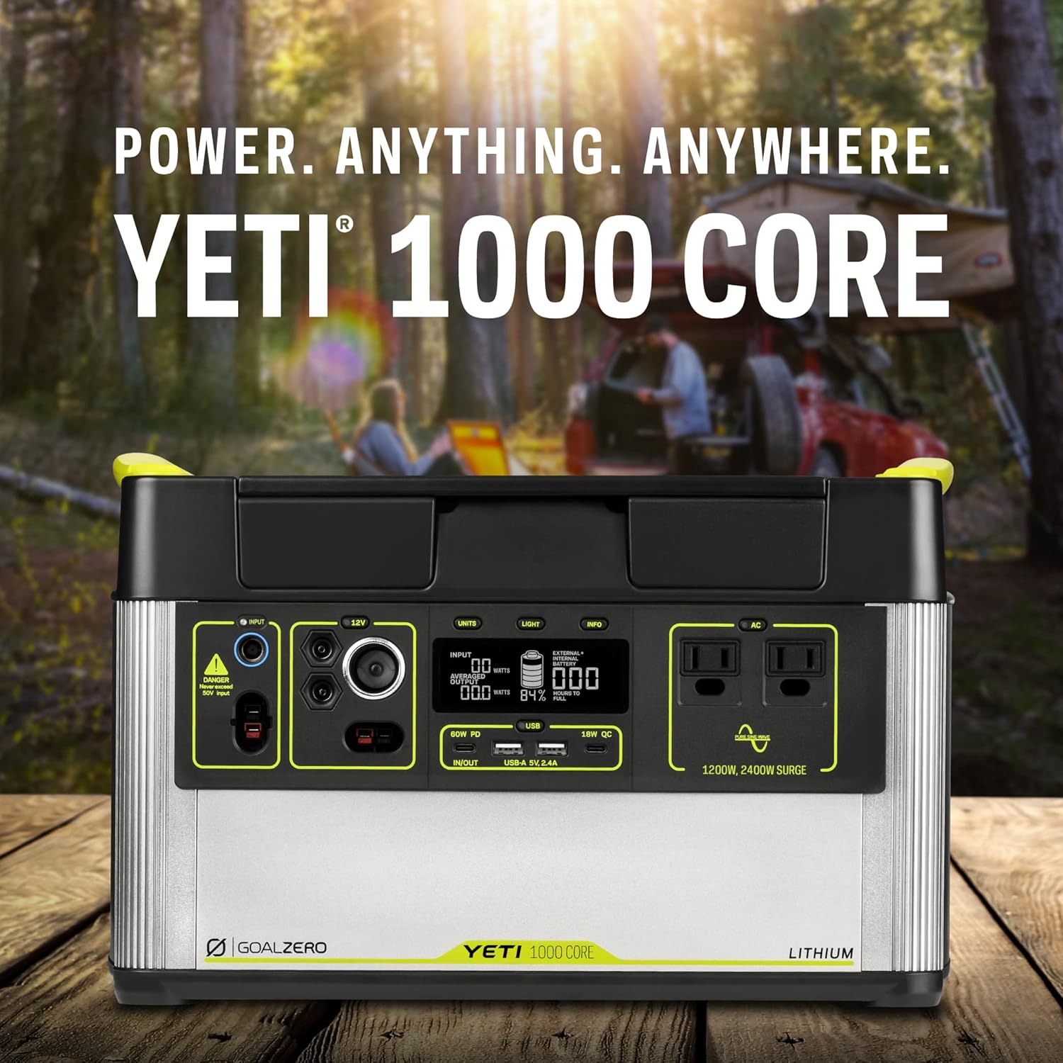 Goal Zero Yeti 1000 Core Portable Power Station, 1,000 W, Solar-Powered Generator (Solar Panel Not Included), USB-A/USB-C Ports and AC Outlets, Power for Camping and Tailgating, Emergency Power