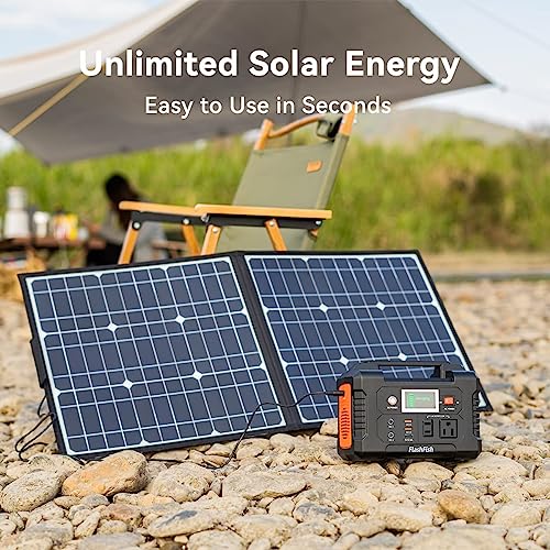 200W Portable Power Station, FlashFish 40800mAh Solar Generator With 110V AC Outlet/2 DC Ports/3 USB Ports, Backup Battery Pack Power Supply for CPAP Outdoor Adventure Load Trip Camping Emergency