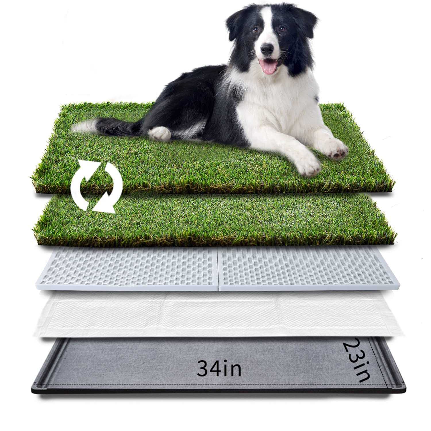 HQ4US 4LEGS HQ4us Dog Grass Pad with Tray Large Dog Litter Box Toilet 34”×23” - Pet Supplies online store