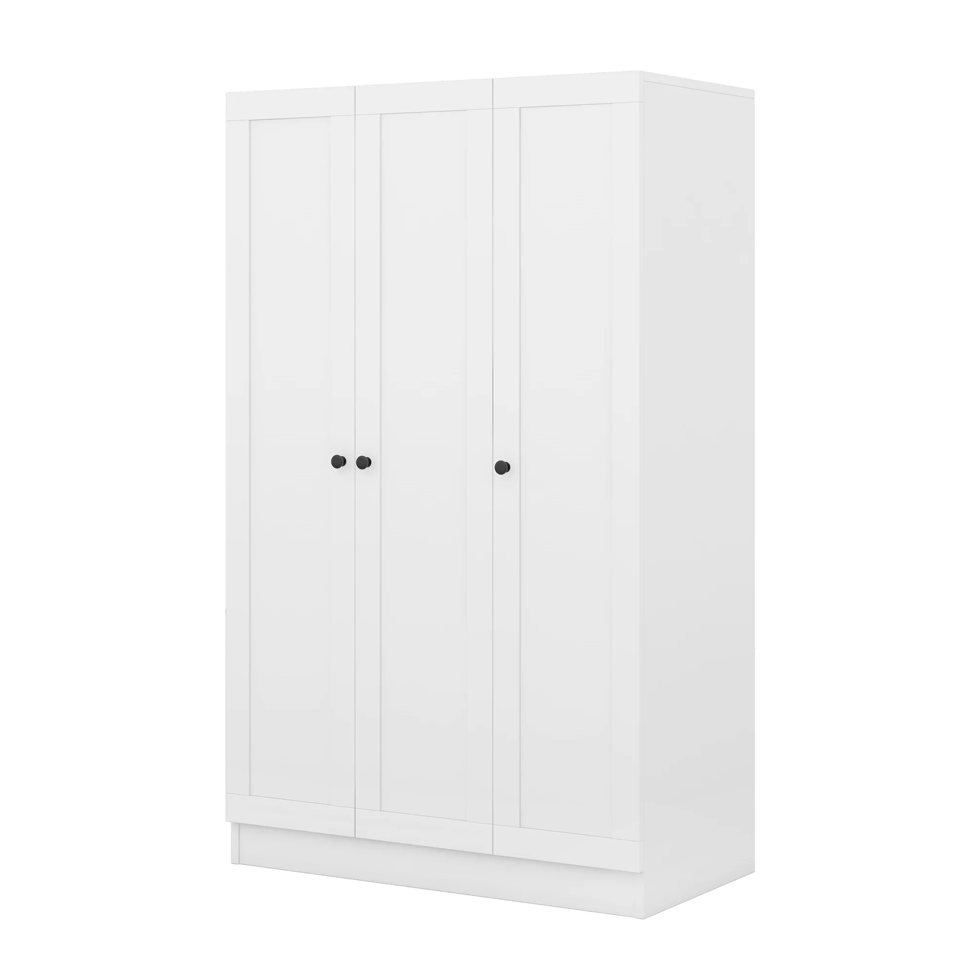 Modern Wood Wardrobe Closet with Doors Shelevs and Hanging Rail, Freestanding Armoires Storage Cabinet Organizer for Bedroom Gym School