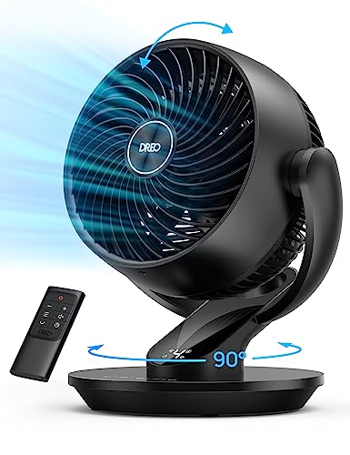 Dreo Standing Fan, 120°+120°Omni-directional Oscillating Fan For Bedroom, 80 ft Circulator With Remote, DC Motor Quiet Fans, Adjustable Height, 8 Speeds, 3 Modes, 8H Timer, Home Office, PolyFan