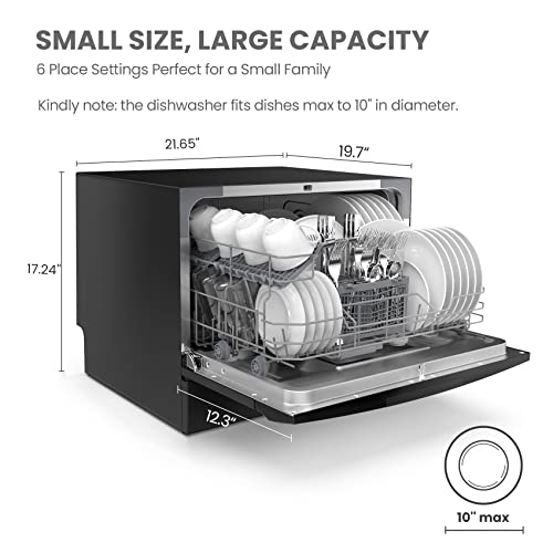 COMFEE’ Countertop Dishwasher, Portable Dishwasher with 6 Place Settings