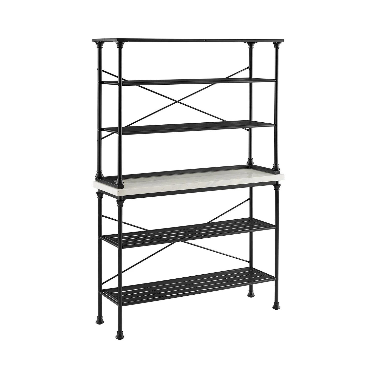 HomeStock Retro Renaissance Baker's Rack Matte Black - Console & Hutch