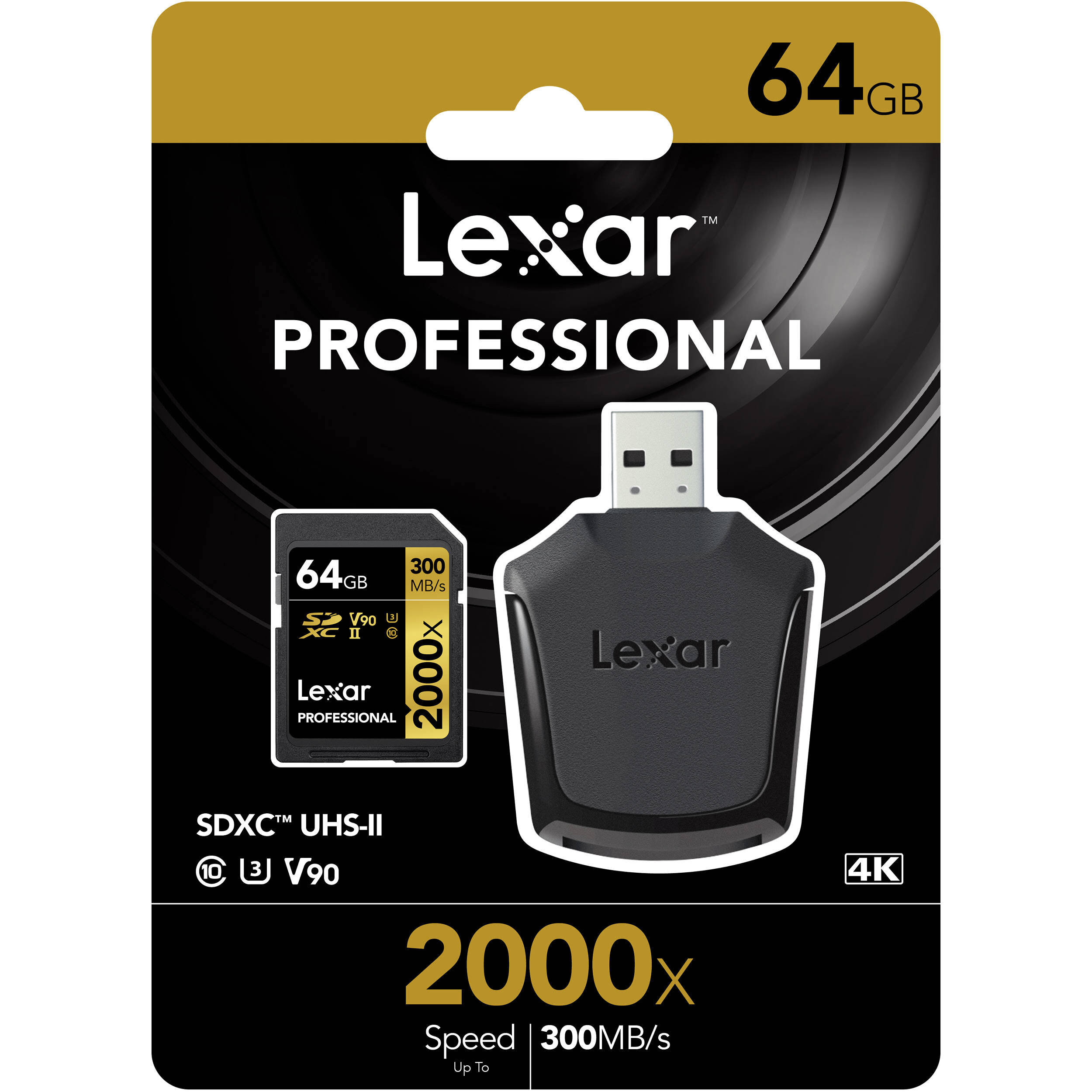 Lexar LSD64GCBNA2000R Professional 2000X 64GB SDXC UHS-II Memory Card