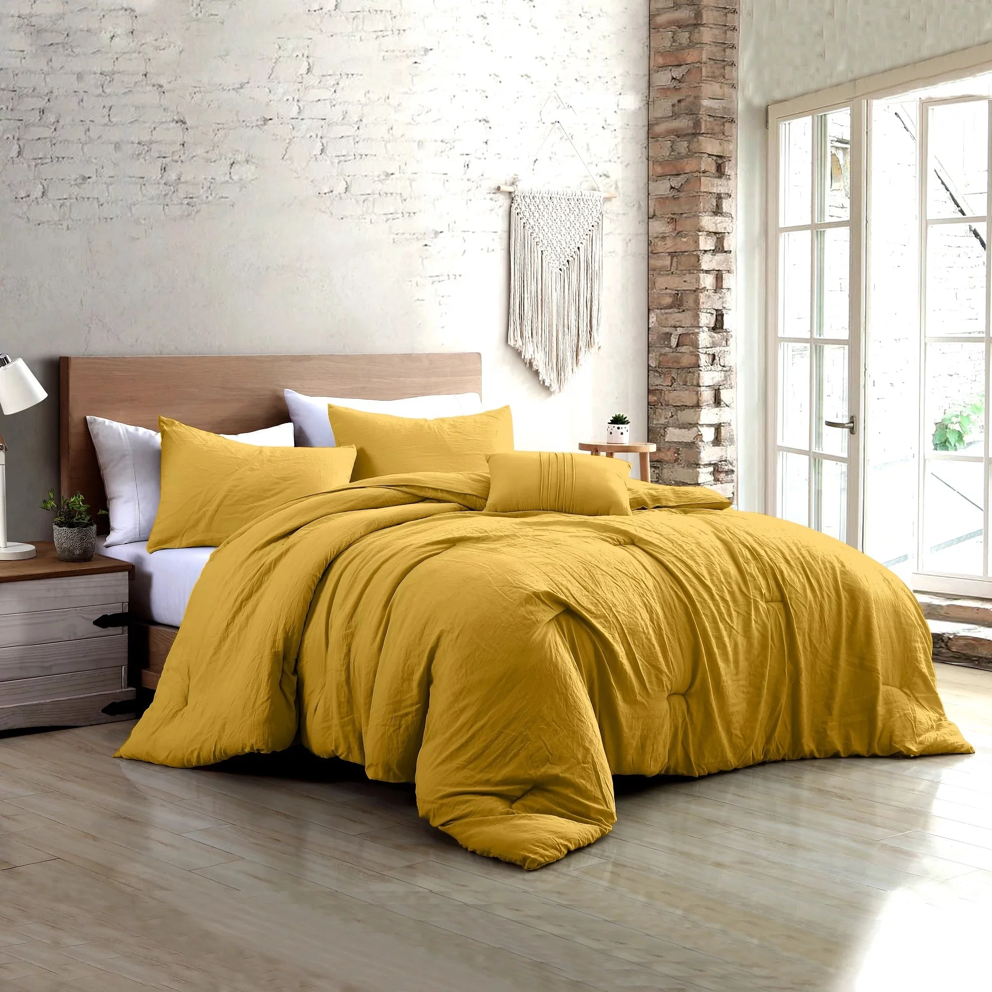 Garment Washed Beck Comforter Set Gold - 4 Piece - King