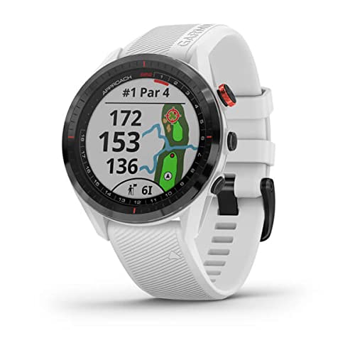 Garmin Approach S62 GPS Golf Watch (Black Bezel/White Band) with Virtual Caddie,Mapping Includes Charging Base and Cleaning Cloth