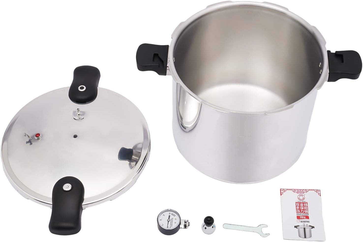 Pressure Canner 22-Quart, Stainless Steel Pressure Canner 22 Quart Induction, Aluminum Pressure Cooker Built-in Pressure Gauge with Rack, Silver