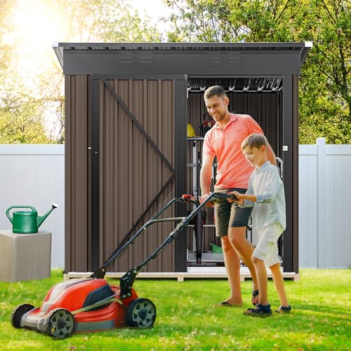 DWVO 10x8 FT Outdoor Storage Shed - Spacious Garden Tool Shed with Lockable Door - Durable Metal Yard Shed for Garden, Patio, and Backyard (Dark Gray)