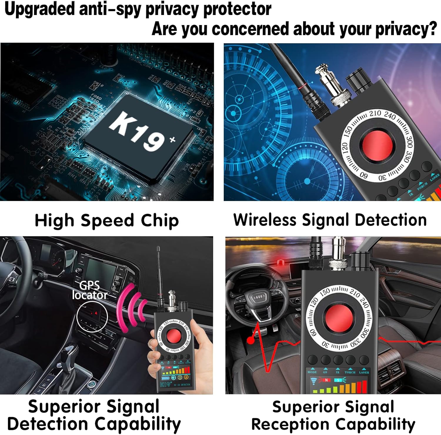Anti Spy Detector Hidden Camera Detectors Bug Detector RF Detector Camera Finder for Wireless Audio Bug Camera Detector Finder Upgraded Version
