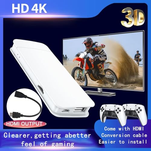 Wireless Retro Gaming Console Built-in 20000+ Classic Games Retro Game Stick,4K HDMI Output Plug & Play Video Game Console with Dual 2.4G Wireless Controllers for Christmas Birthday Gifts