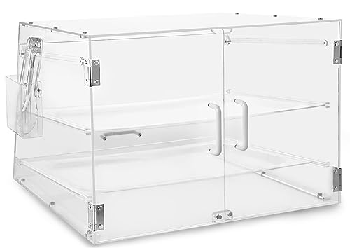 3 Tray Commercial Countertop Bakery Display Case 21" x 17.3" x 14" Acrylic Pastry Display Case with Serving Tong, Bread Display Case with Front & Rear Doors
