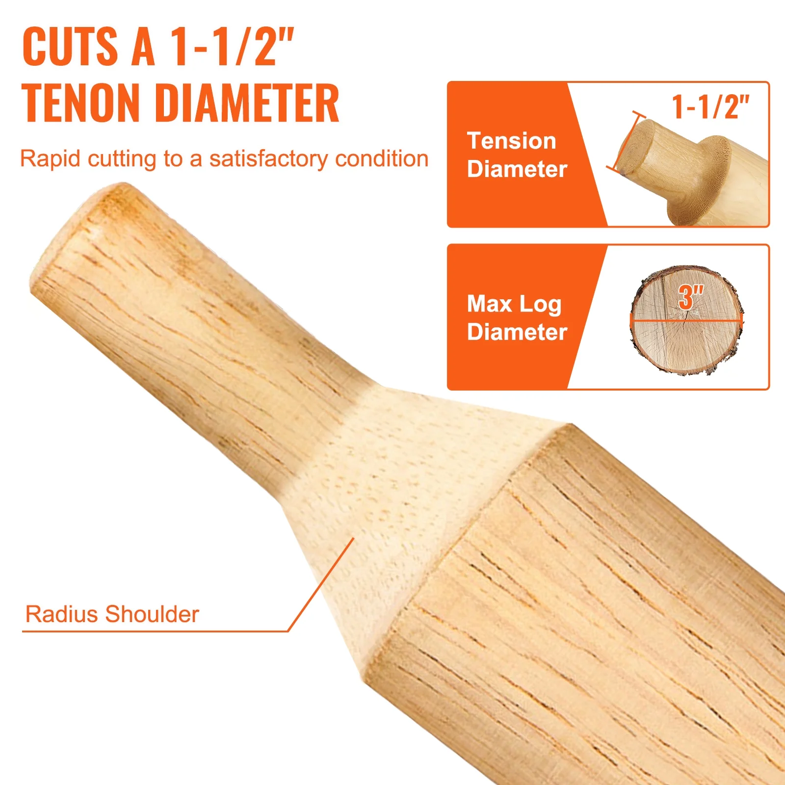 VEVOR Tenon Cutter, 1.5" / 38 mm Diameter, with Dual Straight Blades & Button Screws Home Master Kit, Premium Aluminum & Steel Log Furniture Cutter, Commercial Woodworking Tool for Home Beginner DIY