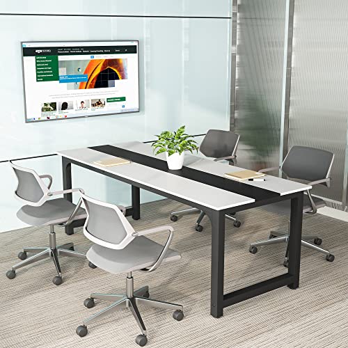 Tribesigns Modern Computer Desk, 63 x 31.5 inch Large Executive Office Desk Computer Table Study Writing Desk Workstation for Home Office, Spliced Desktop, White