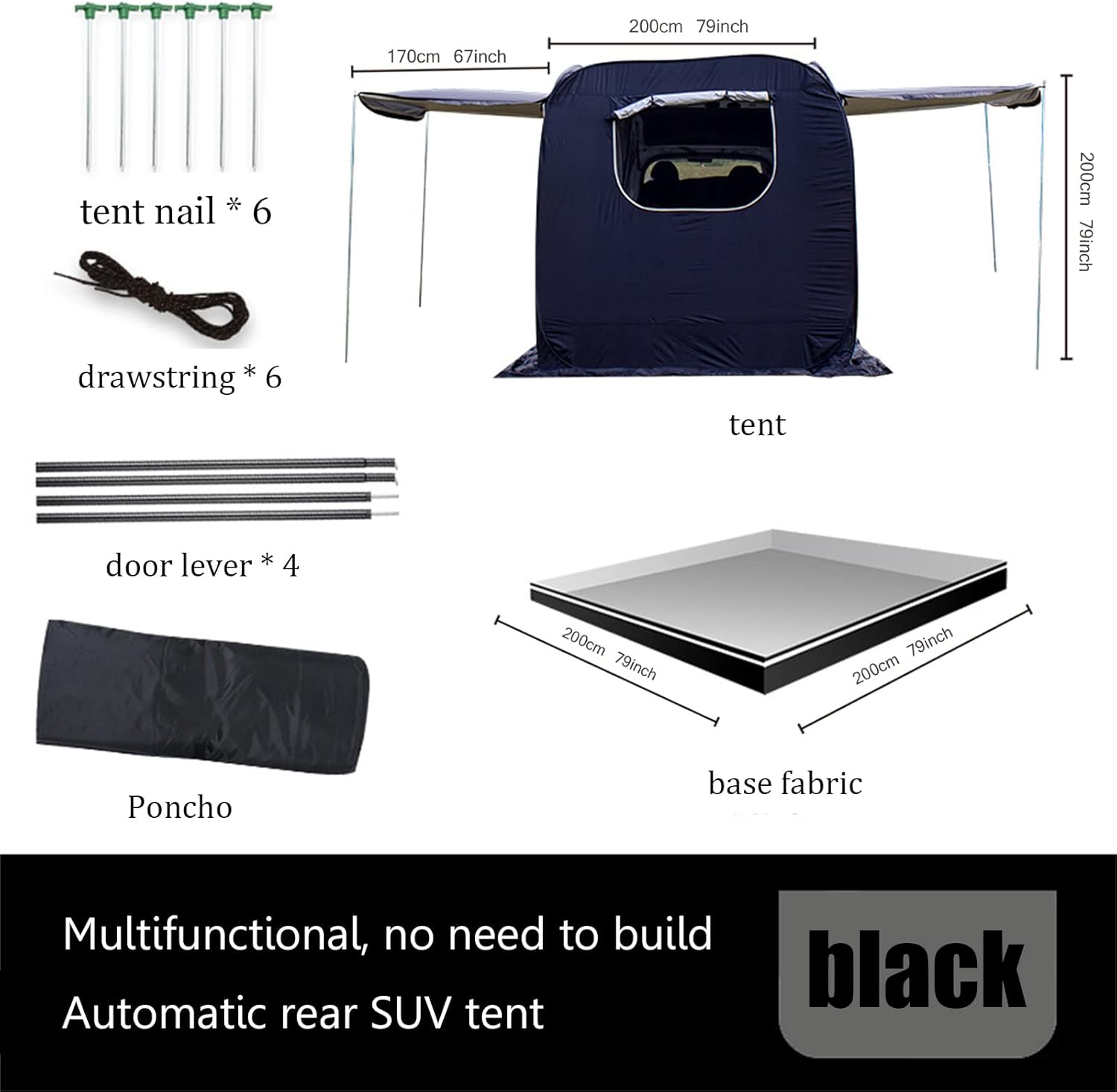 Laaioo SUV tent, SUV tents for Camping ，universal, pop-up tent tailgate tent 4-6 people multifunctional+Rainfly+ floor