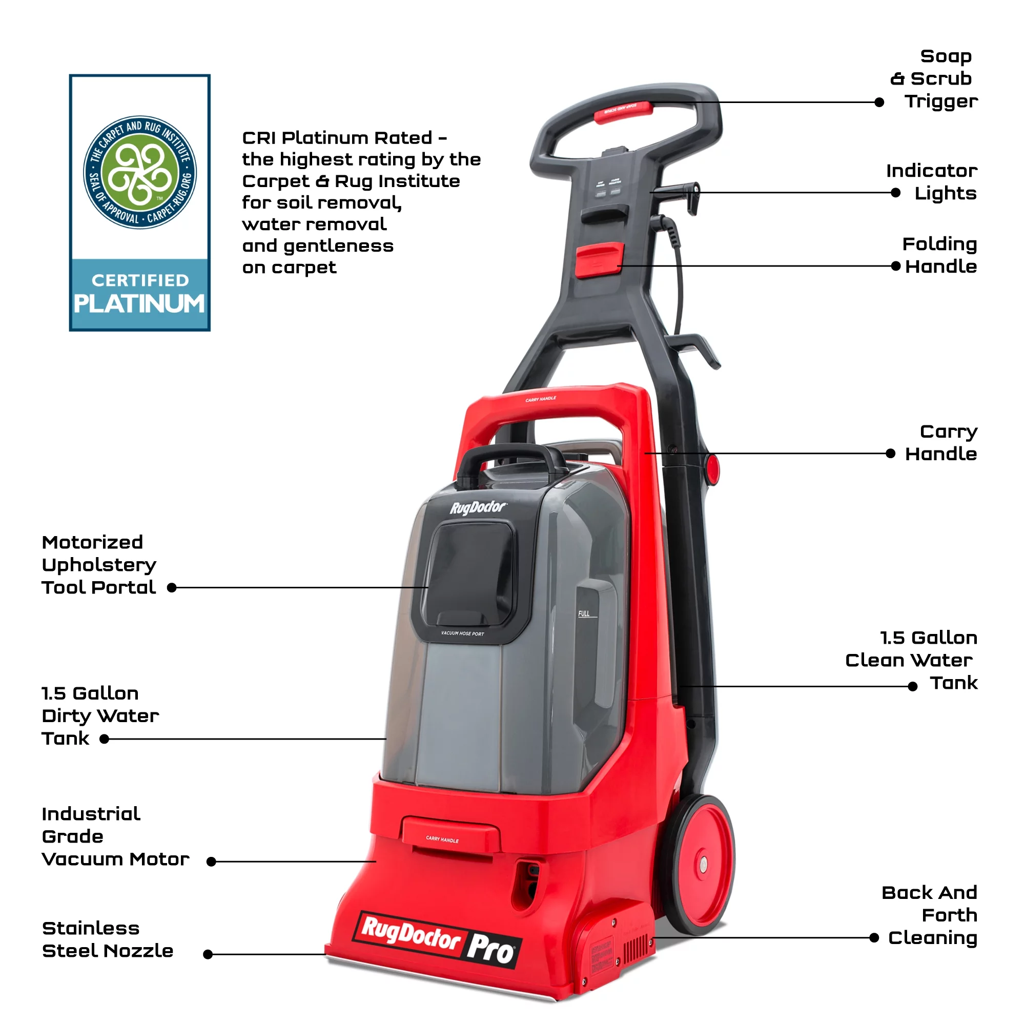 Rug Doctor Pro Deep Commercial Carpet Cleaner, 90028, Red