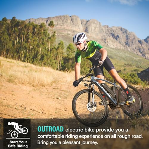 Outroad Electric Bike for Adults with Removable Battery, 40Miles 20MPH Commuting Electric Mountain Bike with 36V 350W/500W(Peak) Brushless Motor, 21-Speed Gear, 26" Tires and Front Fork Suspension