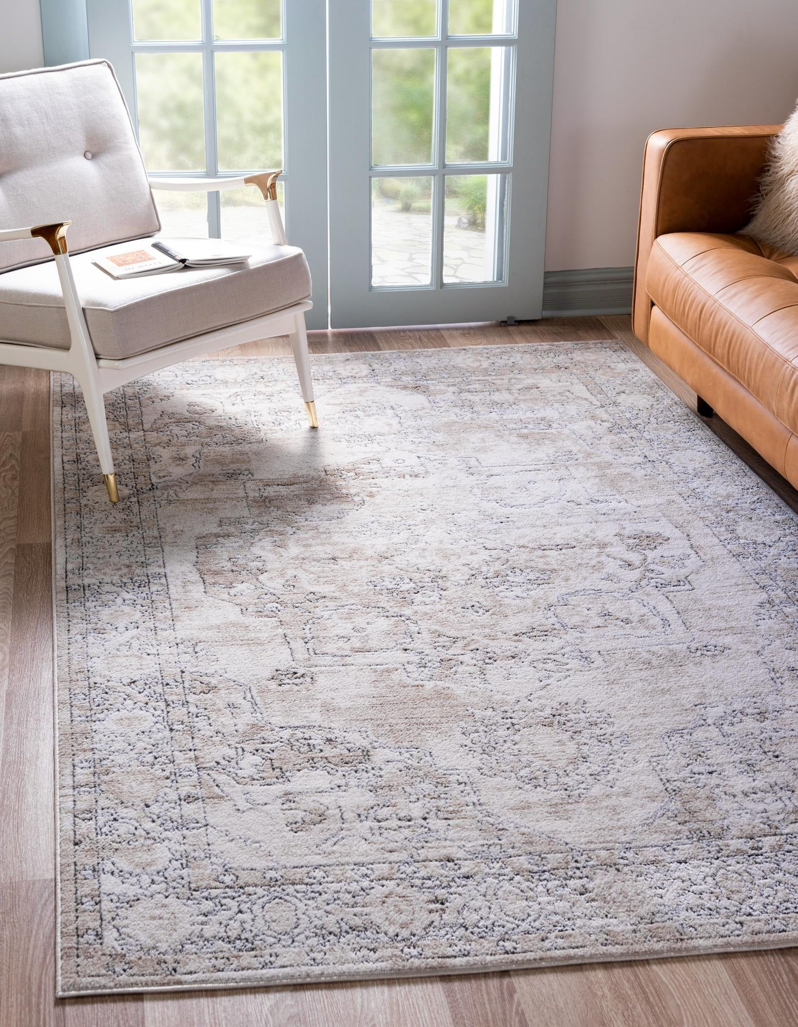 Rugs.com Oregon Collection Rug – 9' x 12' Ivory Low-Pile Rug Perfect For Living Rooms, Large Dining Rooms, Open Floorplans