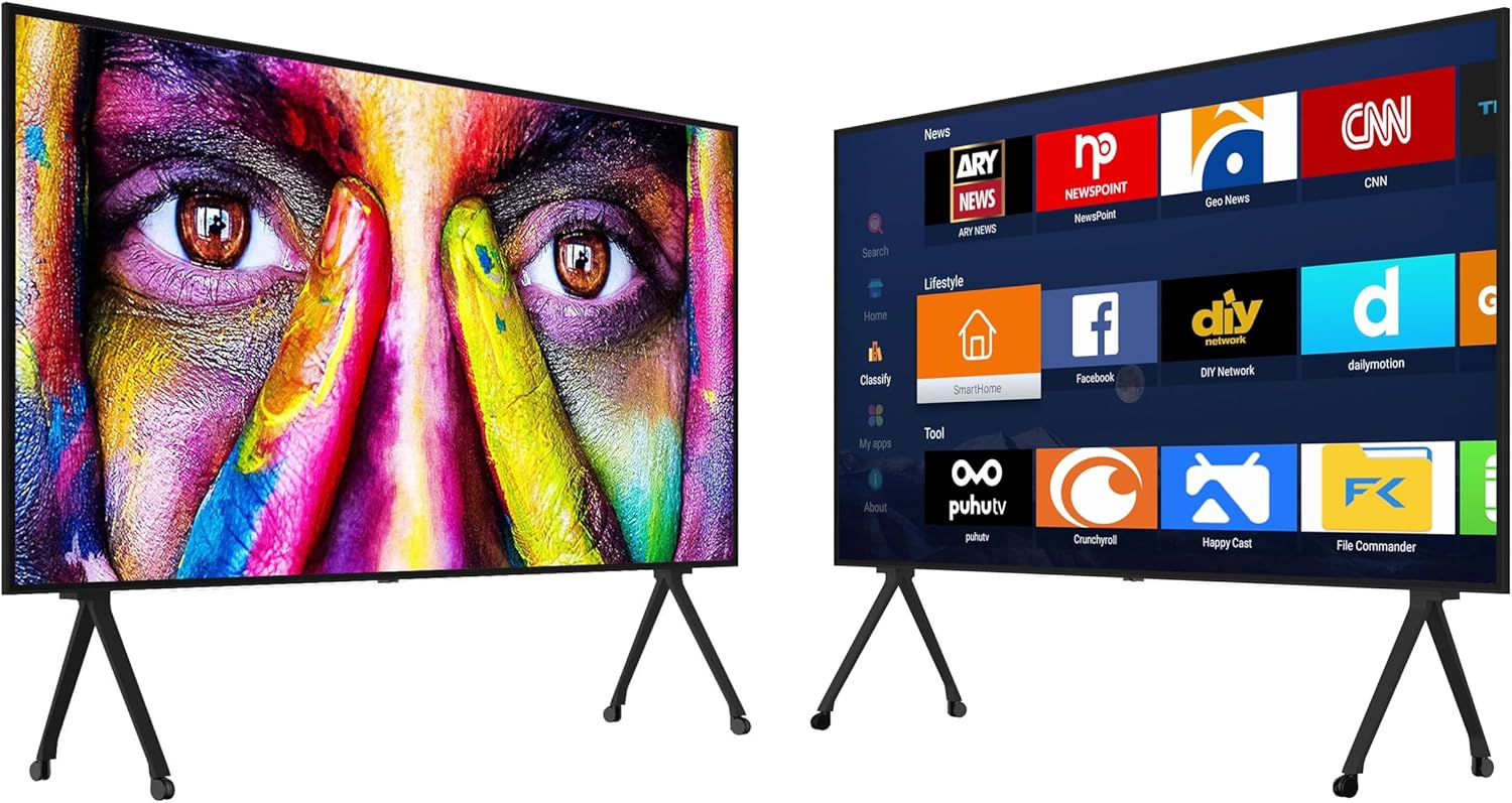 98 Inch 4K Mobile Digital Signage TV A+ Panel, Civil, Commercial with Wi-Fi, Ethernet, Bluetooth, HDMI, USB, 178° Visual Angle, 50000h, Ultra HD