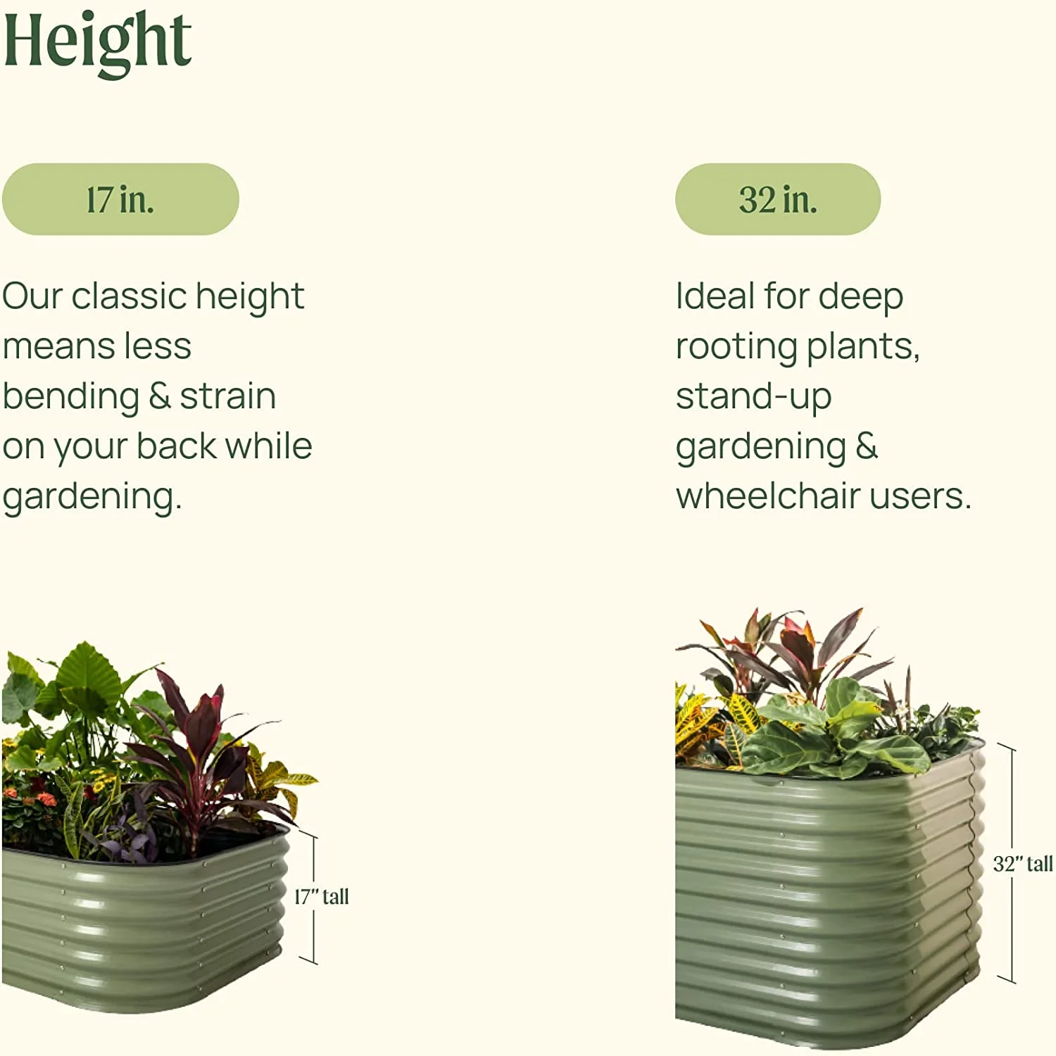 Vego Garden 32" Extra Tall 42" Wide Round Metal Raised Garden Bed Kit-Modern Gray - Curated Treasures Market