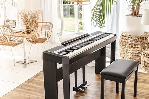 Yamaha 88-Key Weighted Portable Digital Piano Keyboard with Music Rest, Sustain Foot Switch, Built-in Speakers, USB Connectivity, Black (P45B)