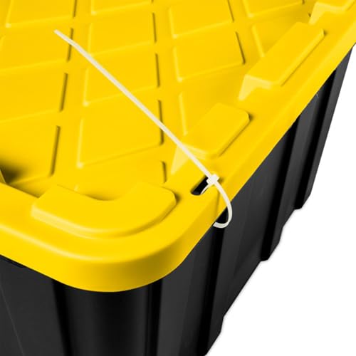 Sterilite 38 Gallon Industrial Stackable Storage Tote Snap-Fit Lidded Home Garage Organization Container with Carrying Handles, 8 Pack, Black/Yellow