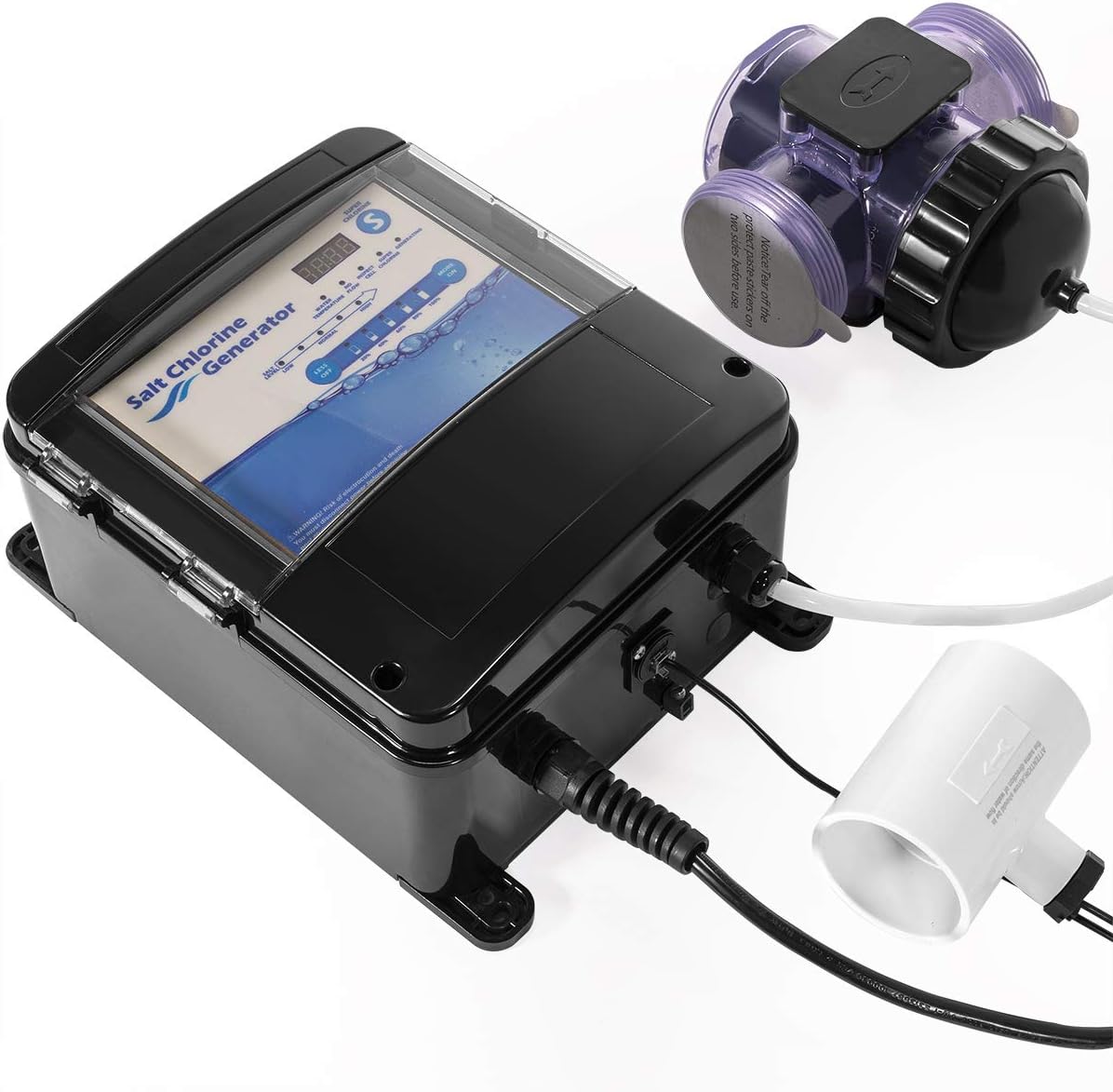 XtremepowerUS 90147 Complete Salt Water System Swimming Pool Generator Chlorination Easy DIY Installation up to 18,000 Gallons, Black