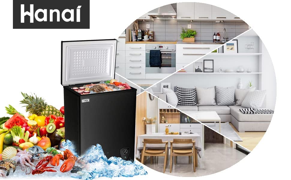 Chest Freezer 3.5 cu.ft Small Deep Freezer Mini Outdoor Chest Freezers with 7 Temperature Settings Ideal for Apartment Office RV and Kitchen