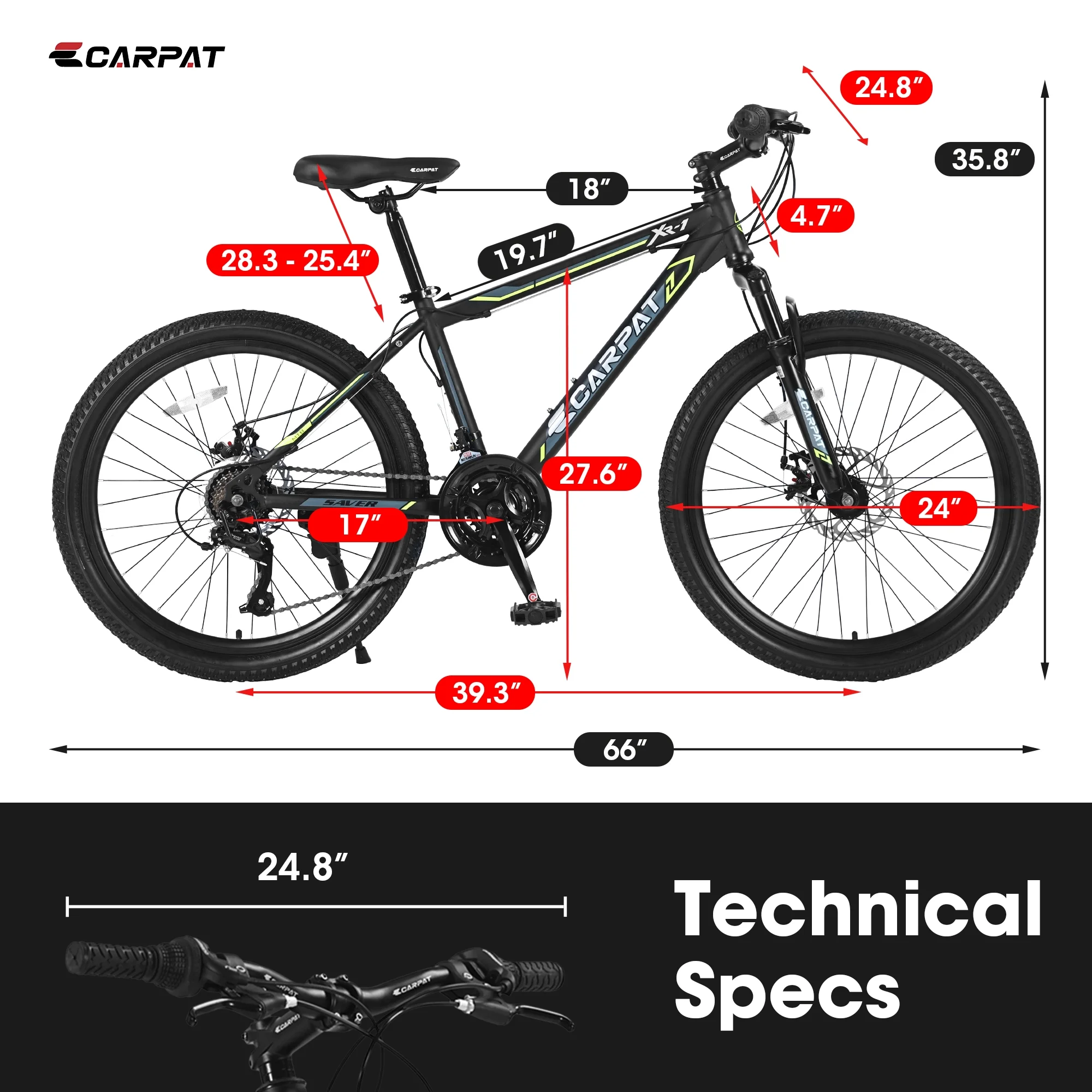 CHAMPIERRE 24 inch Boys Bike, Mountain Bike for Man and Woman, Shimano 21 Speed Bicycle for Boys and Girls,Orange