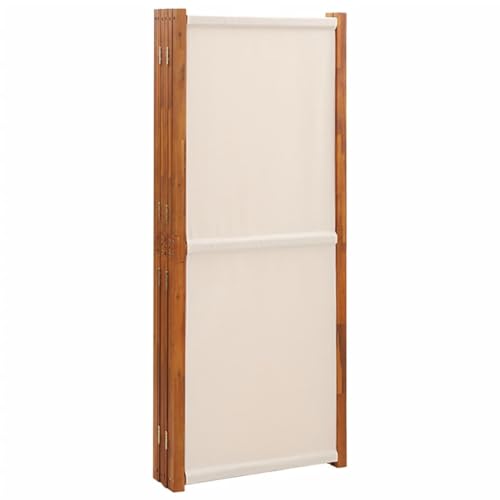 Bedroom Furniture 6-Panel Room Divider Cream White 165.4"x70.9",Acacia Wood Room Divider Privacy Screen Foldable & Multifunctional Indoor and Outdoor
