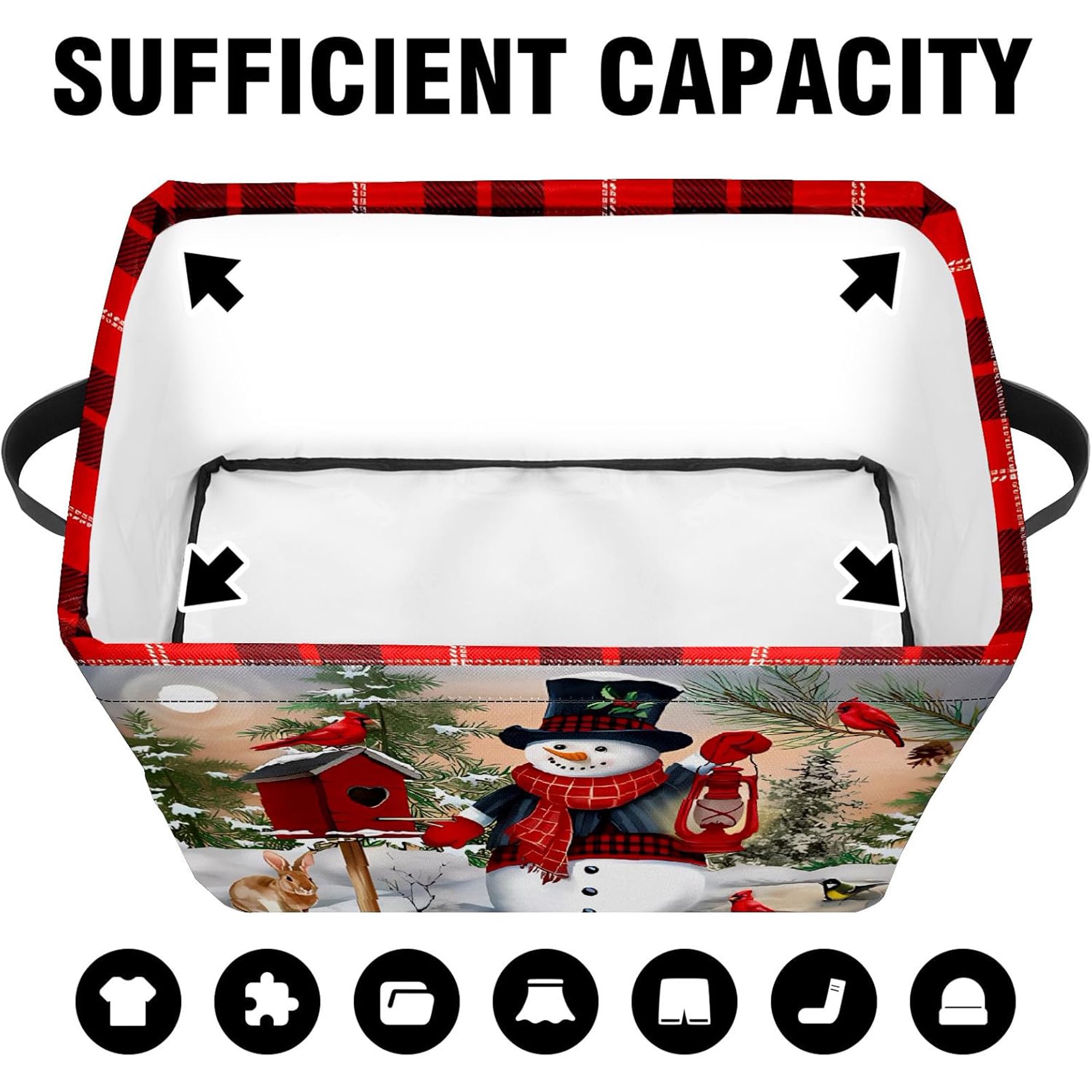 Stybn Christmas Snowman Foldable Baskets Storage Bins with Handles, Christmas Decorative Fabric Storage Basket Shelf baskets 2 2 count