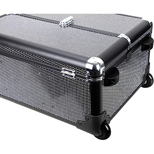 Sunrise 5-in-1 Pro Rolling Aluminum Cosmetic Makeup Artist Train Case Organizer Trays Drawers Extra Lid, Black Krystal