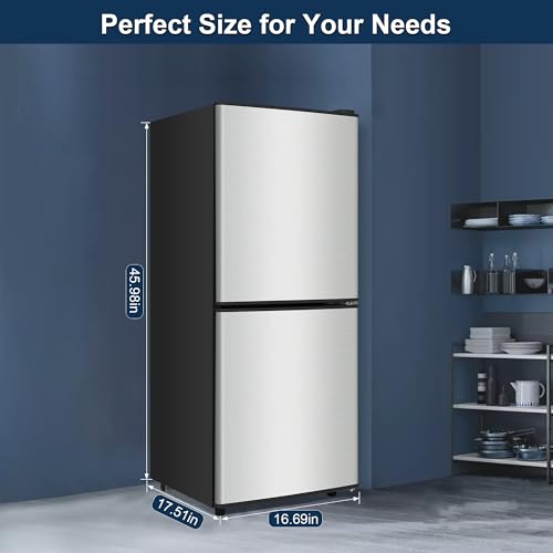 Small Refrigerator with Freezer, 4.1 Cu. Ft. Compact Mini Refrigerator with Freezer for Apartment, Dorm, Office, Family, Basement, Garage, Low Noise Defrost Storage