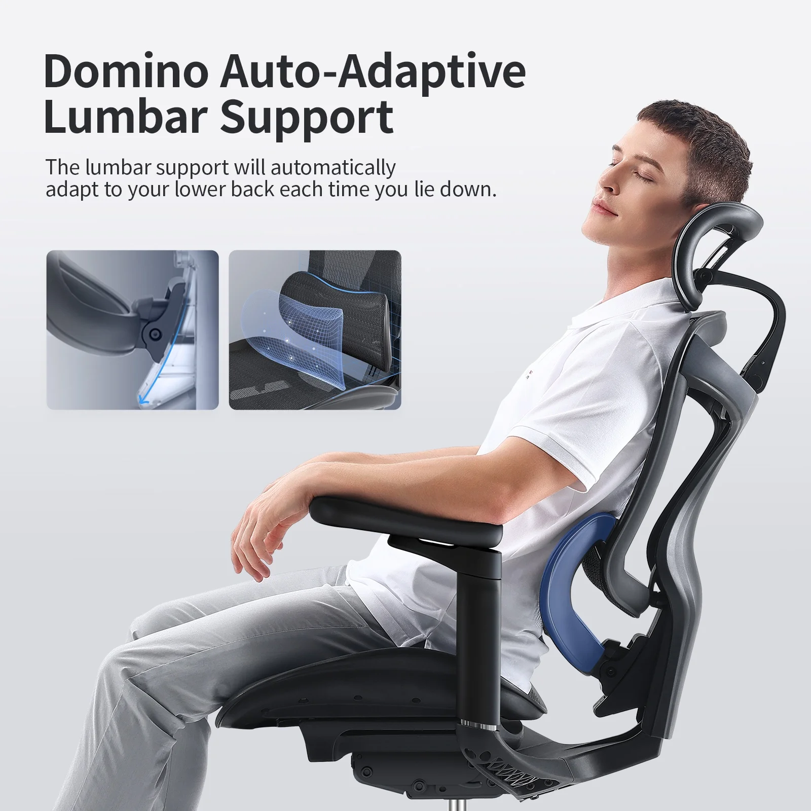 SIHOO Ergonomic Ofiice Chair Doro-C300, Auto-Adaptive Lumbar Support, 3D Linkage Armrests, Computer Desk Chair with 4-Position Adjustable Backrest, Mesh Office Chair for 300lbs, Black