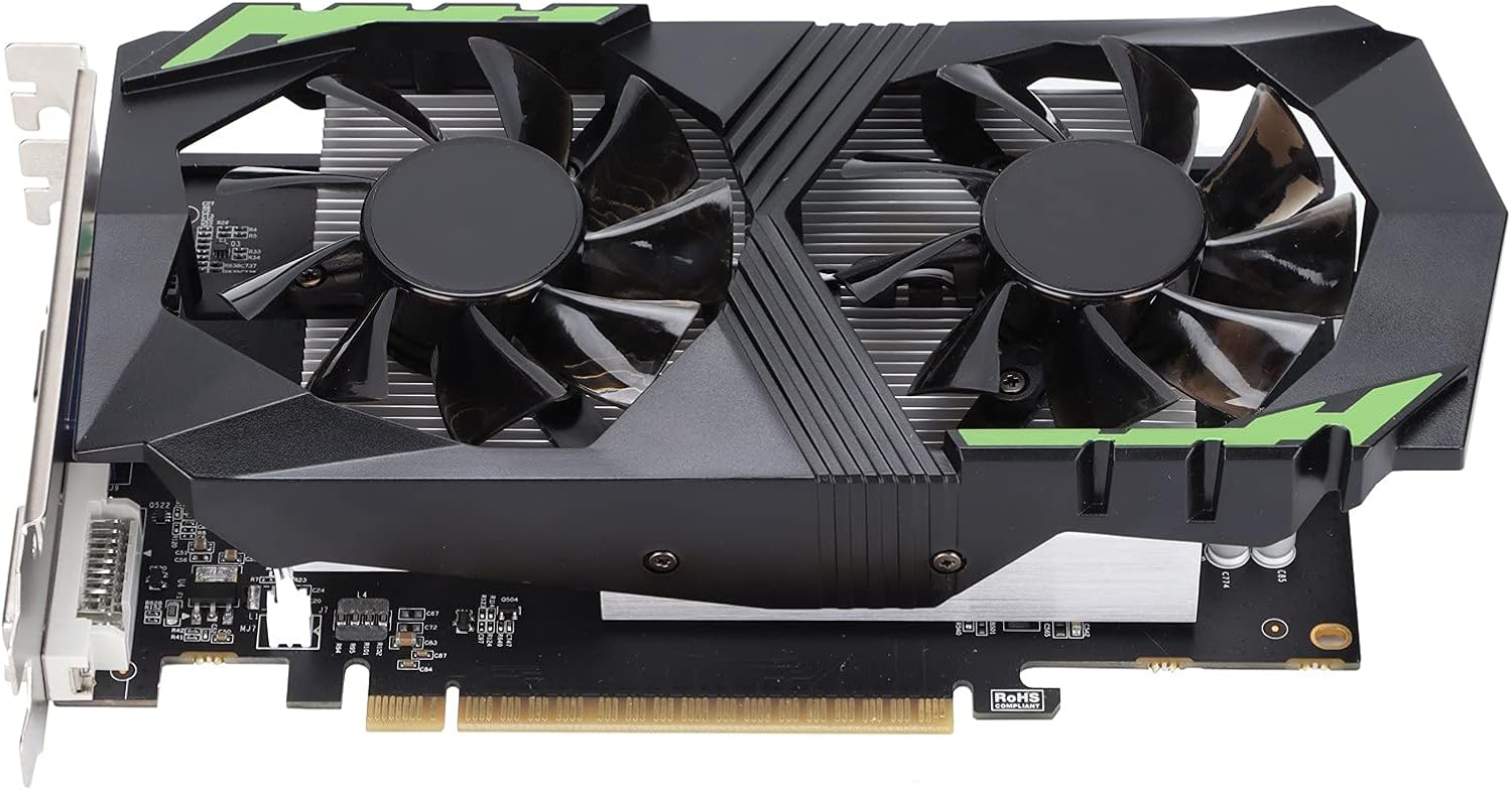 BTER Gaming Graphics Card, 128bit 4GB DDR5 1250MHz Dual Fan Computer Graphics Card with Automatic Recognition, Plug and Play Low Noise PC Video Card for Dual Fan Desktop Computer