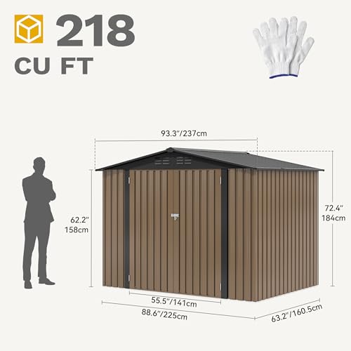 DWVO 10x8 FT Outdoor Storage Shed - Spacious Garden Tool Shed with Lockable Door - Durable Metal Yard Shed for Garden, Patio, and Backyard (Dark Gray)