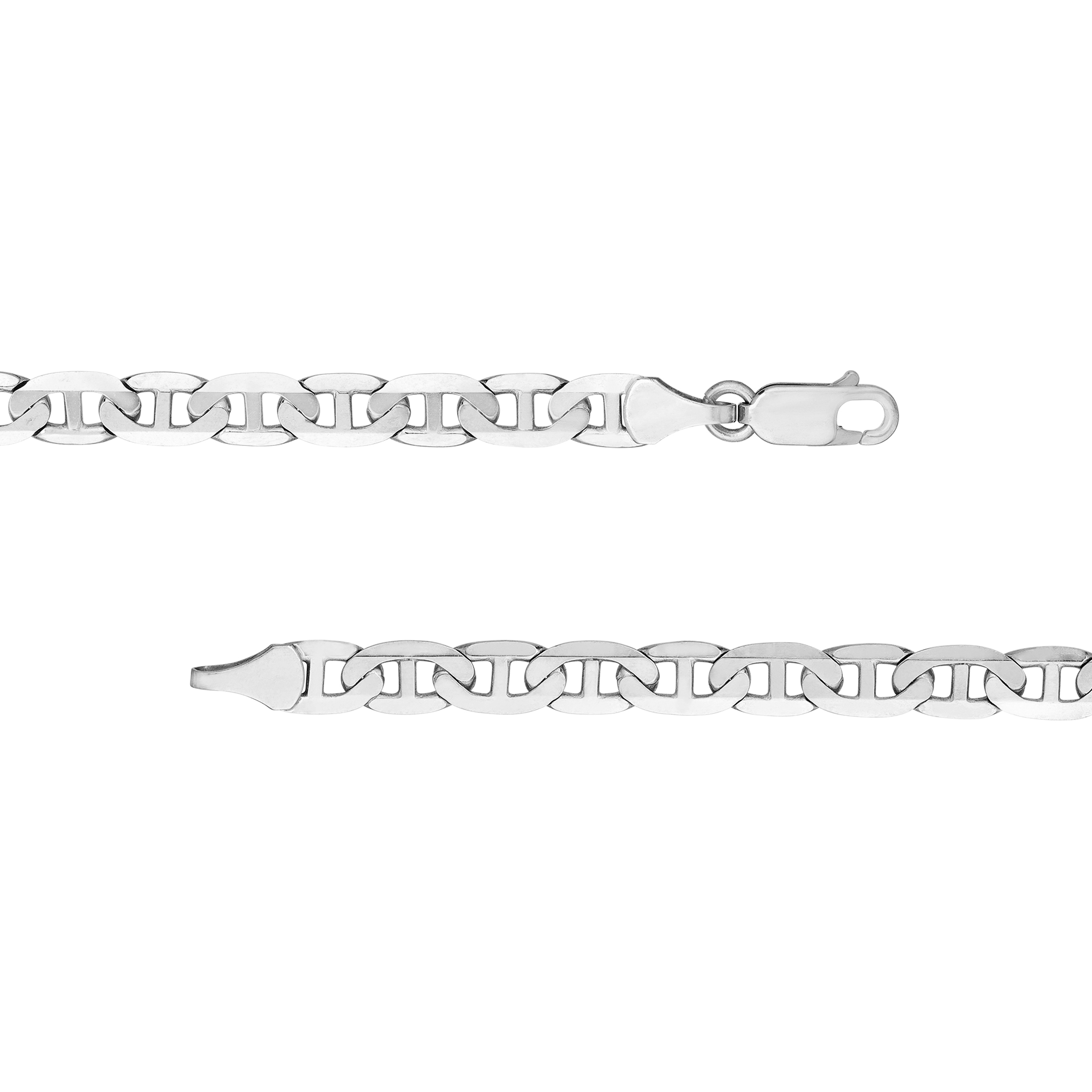 14K White Gold Men & Women's 18" 5.6mm Flat Mariner Chain Necklace