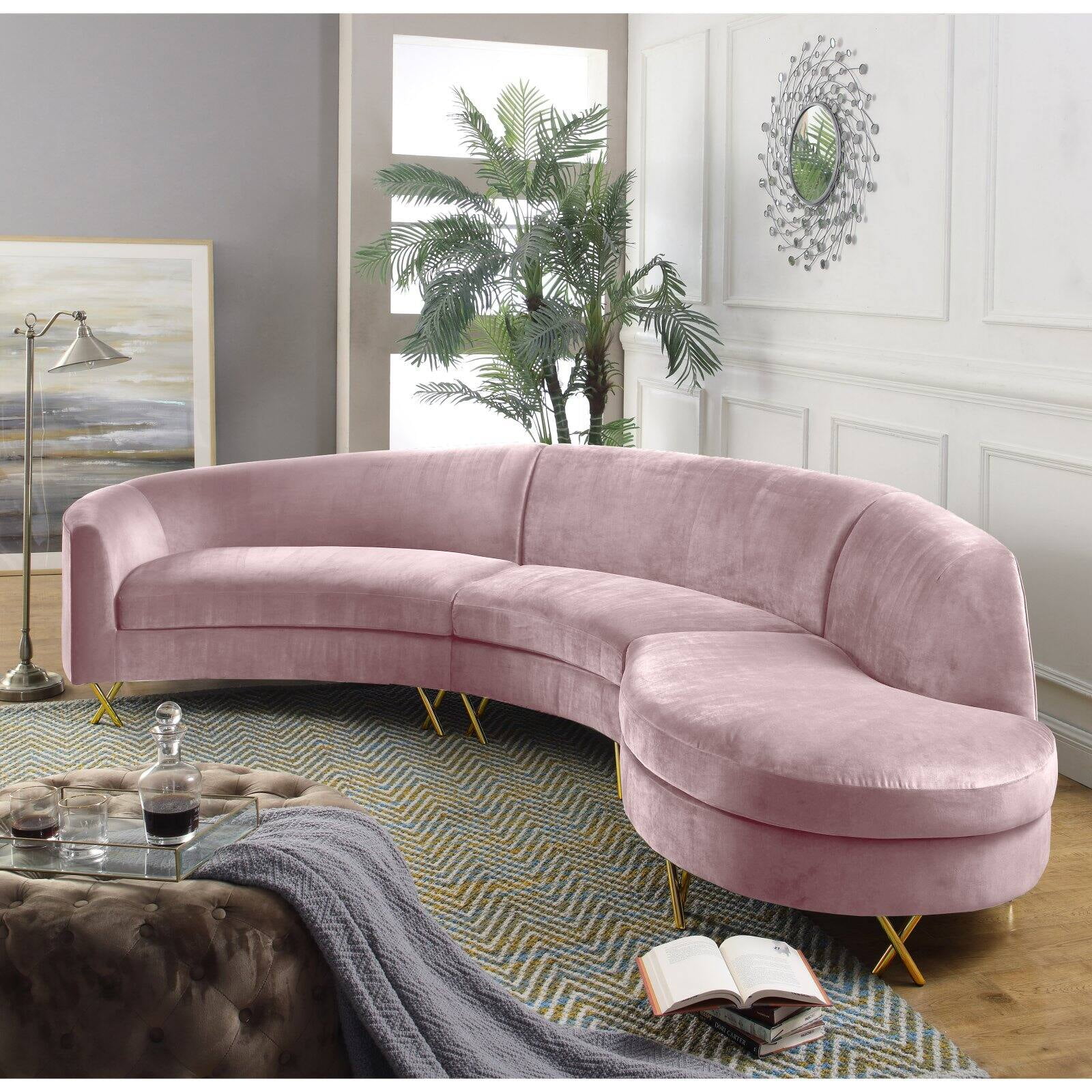 Meridian Furniture Inc Serpentine Upholstered Sectional Sofa