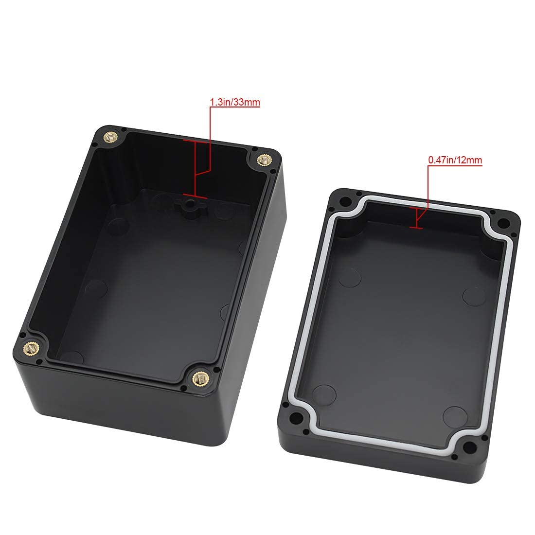 LeMotech ABS Plastic Electrical Project Case Power Junction Box, Project Box Black 10.4" x 7.2" x 3.7" (263 x 182 x 95 mm)(Pack of 1)