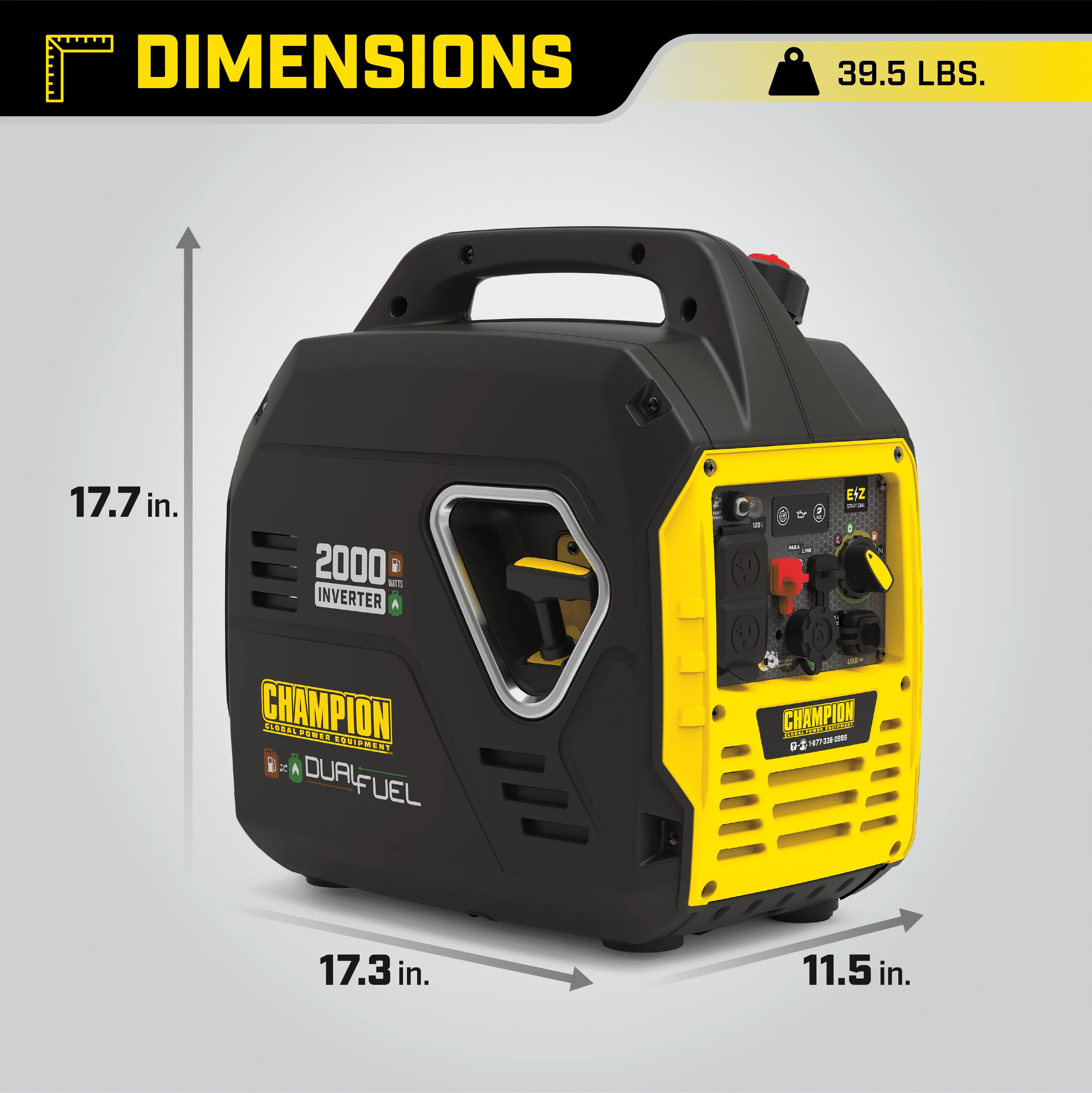 Champion Power Equipment 2000 Watt Dual Fuel Pull Cord Start Inverter Generator