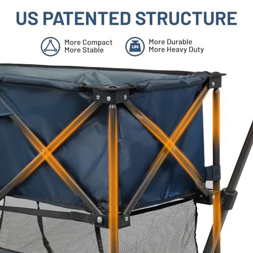 TIMBER RIDGE 400L Large Capacity Folding Double Decker Wagon, 54" Extra Long Extender Wagon Cart, 450lbs Heavy Duty Collapsible Wagon, All-Terrain Big Wheels for Camping, Sports, Shopping, Gray