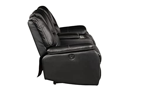 3 Pieces Power Reclining Sofa Set with Armchair, Loveseat and 3-Seat Sofa, Faux Leather Upholstered Couch Set with 2 Cup Holders and Headrest for Living Room, Black