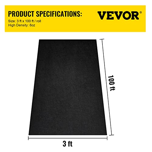 VEVOR Happybuy Premium Weed Barrier Fabric Heavy Duty 3.2OZ, Woven Weed Control Fabric, High Permeability Good for Flower Bed, Geotextile Fabric for Underlayment, Polyethylene Ground Cover