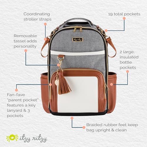Itzy Ritzy Diaper Bag Backpack – Large Capacity Boss Plus Baby Backpack Diaper Bag Featuring 19 Pockets, Changing Pad, Stroller Clips, and Comfortable Backpack Straps, Black