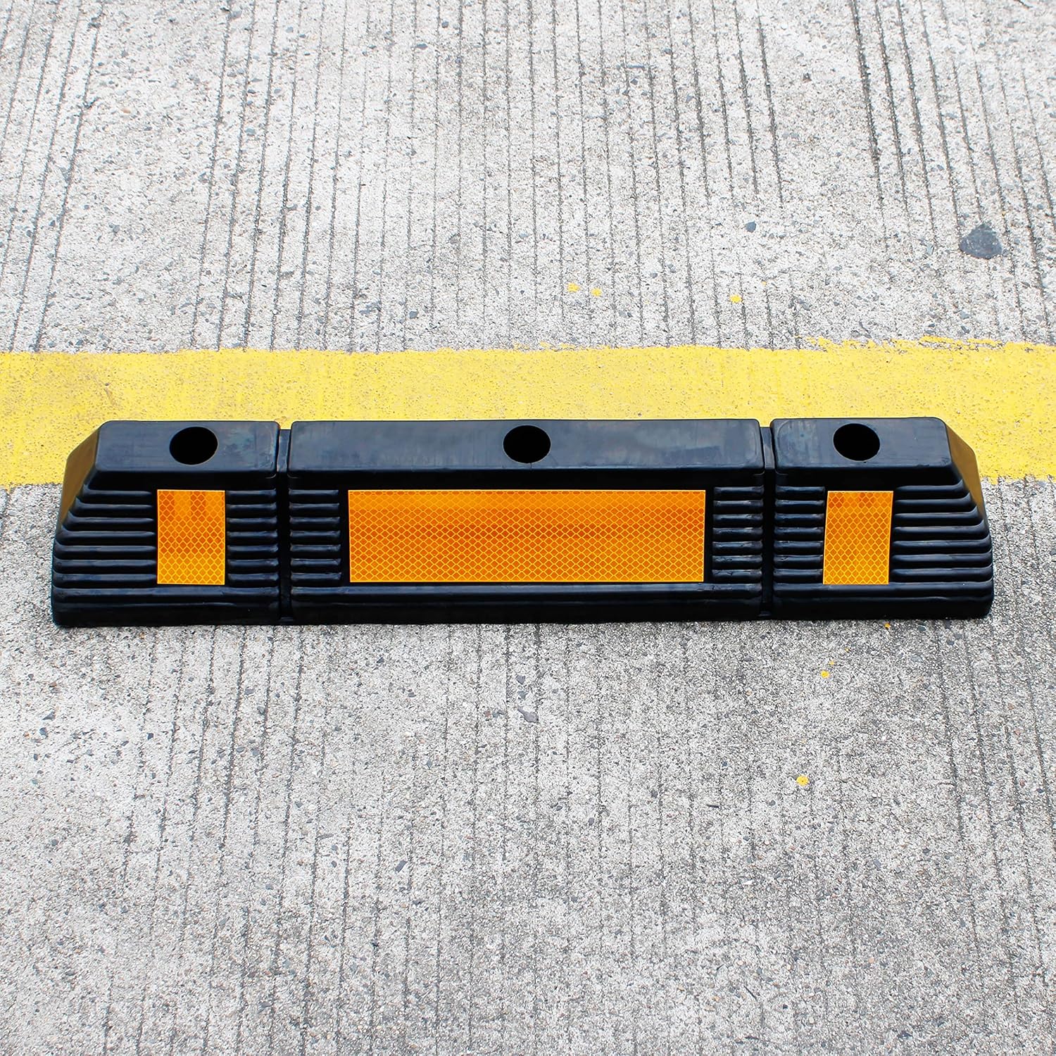 HFS (R Parking Stopper for Garage Floor, Blocks Car Wheels as Parking Aid and Stops The Tires, Acting as Rubber Parking Curbs That Protect Vehicle Bumpers and Garage Walls (Pack of 2)